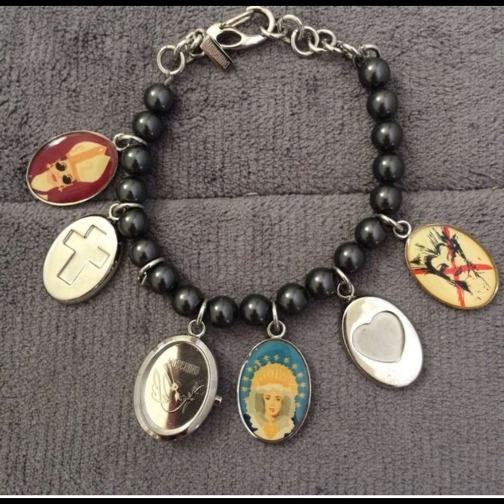 MOSCHINO Time 4 Holy Pendants Faux Pearl Bracelet. Rare